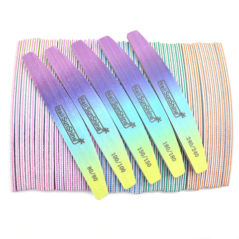 3/5/10 PCS Rainbow Nail Files Buffer for Nail Care 80/100/150/180/240 Limas Tool Supplies Professional Strong Thick Sanding File