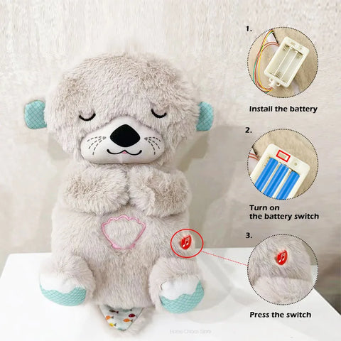 Breathing Otter Sleep and Playmate Otter Musical Stuffed Baby Plush Toy with Light Sound Newborn Sensory Comfortable Baby Gifts