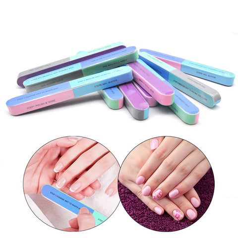 12 Pcs/Lot Nail Files 7 Sides Sponge Nail Buffer Block Polishing Sanding Block Tools UV Gel Polish Shiny Tips Nails Accessories