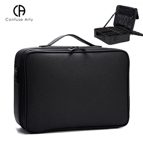 High Quality Waterproof Women PU Leather Cosmetic Bag Portable Cosmetic Case Large Capacity Make up Insert Bag Travel Suitcase